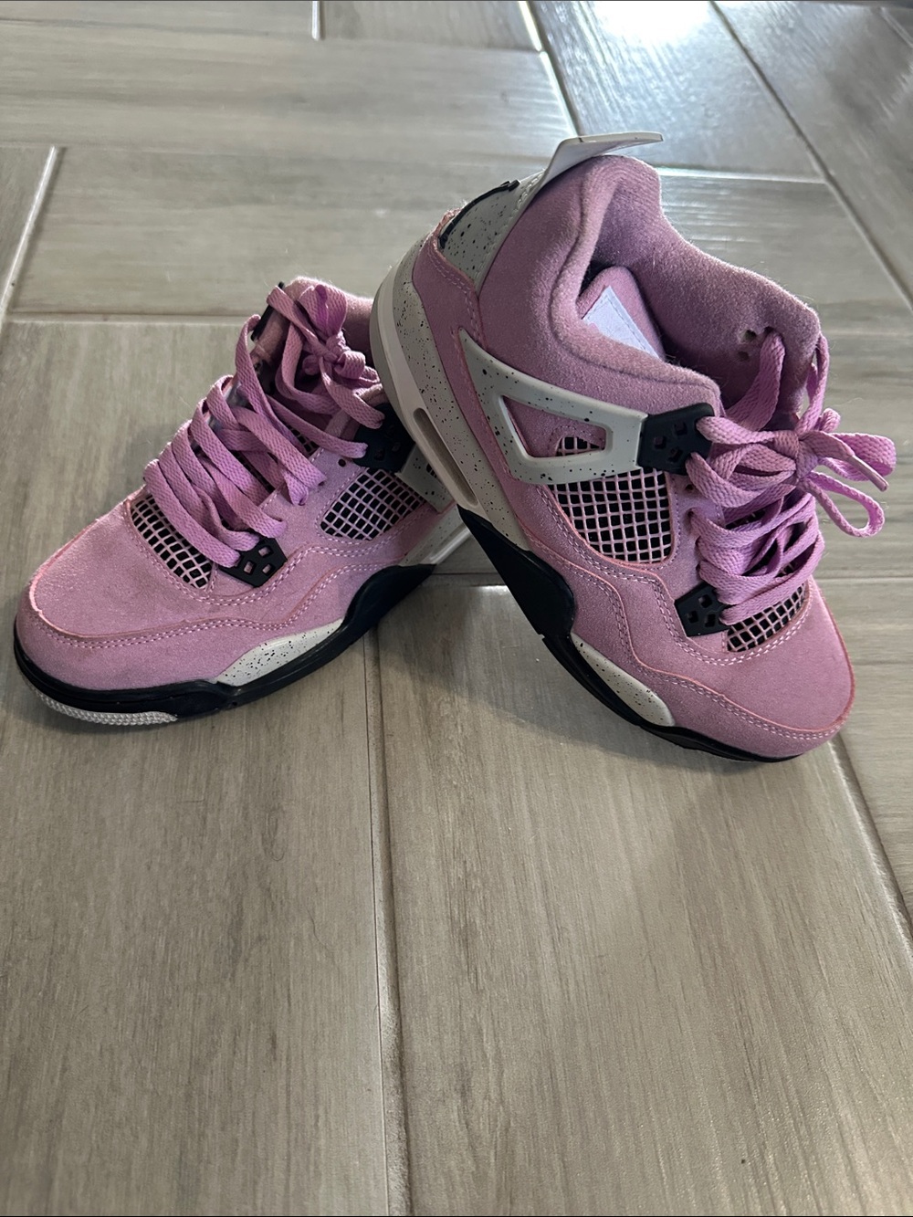 EXCELLENT CONDITION Jordan Women's Pink and Black Retro-Style Sneakers